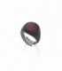 Black ruthenium 925 sterling silver ring - Ruby zirconia pave round seal - MEDITERRANEAN - D02TZRA