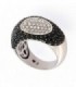 ANILLO DE ORO BLANCO CON DIAMANTE Y SAFIROS NEGROS - ROBERTO COIN - 0296254