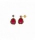 GOLD PLATED STERLING SILVER EARRINGS, RUBY ZIRCONIA - SALVATORE - 241A0090