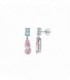 PENDIENTES EN PLATA DE LEY 925 MLS- CIRCONITA LAGRIMA ROSA, Y VERDE AGUA BAGUET - SALVATORE - 136A0633