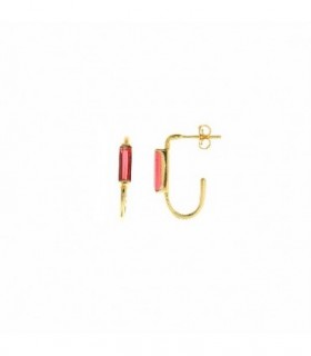 EARRINGS IN GOLD PLATED STERLING SILVER WITH RUBY RED STONE - SALVATORE - 163A0495