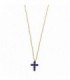 GOLDEN STERLING SILVER NECKLACE WITH BLUE SAPPHIRE ZIRCONIA CROSS - SALVATORE - 136C0345