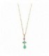 GOLD PLATED STERLING SILVER NECKLACE - GREEN ONYX AND TOURMALINE PENDANT - SALVATORE - 247C0030