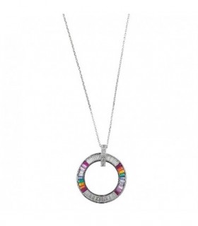 NECKLACE IN STERLING SILVER AND RHODIUM PLATED WITH MULTICOLOR ZIRCONIAS - SALVATORE - 136C0334