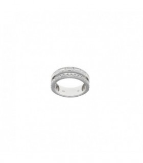 DOUBLE STERLING SILVER RING, WITH WHITE ZIRCONIAS - SALVATORE - 136S0328